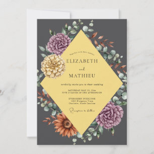 Invitation Mariage au Charbon d'Or et Eucalyptus Succulent