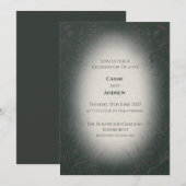 Invitation Mariage au Chardon Brumeux Vert Foncé (Devant / Derrière)