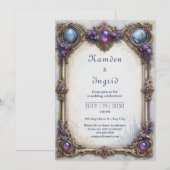 Invitation Mariage au Château Améthyste Rose (Devant / Derrière)