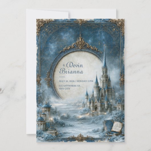 Invitation Mariage au Château Bleu Céleste (Devant)