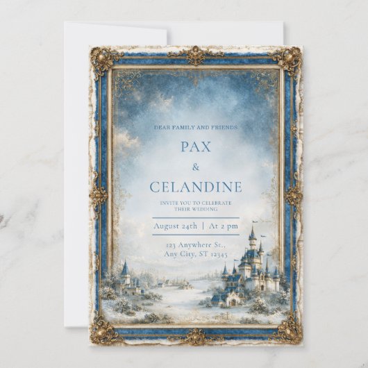 Invitation Mariage au Château Bleu d'Hiver (Devant)