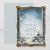 Invitation Mariage au Château Bleu d'Hiver (Devant / Derrière)