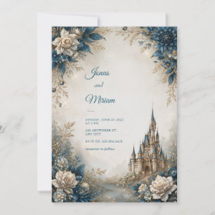 Invitation Mariage au Château Blue Ivory
