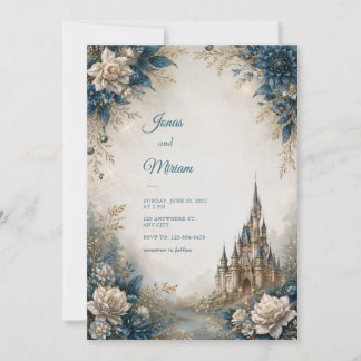 Invitation Mariage au Château Blue Ivory