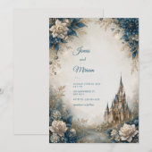 Invitation Mariage au Château Blue Ivory (Devant / Derrière)
