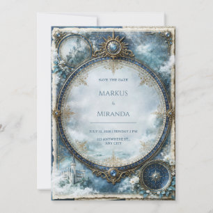 Invitation Mariage au Château Céleste Bleu
