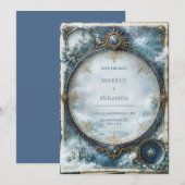 Invitation Mariage au Château Céleste Bleu (Devant / Derrière)