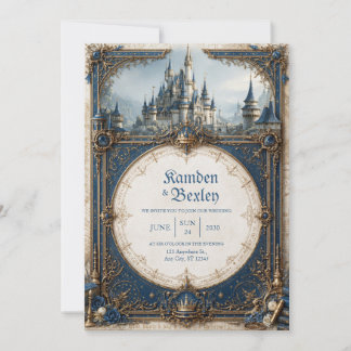 Invitation Mariage au Château Couronné de Bleu Royal