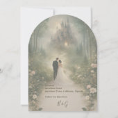 Invitation Mariage au château de conte de fée romantique, dat (Dos)