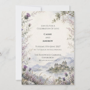 Invitation Mariage au château écossais des Highlands Thistle