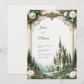 Invitation Mariage au Château Emerald Rose (Devant / Derrière)