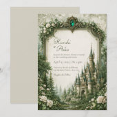 Invitation Mariage au Château Emerald Rose (Devant / Derrière)