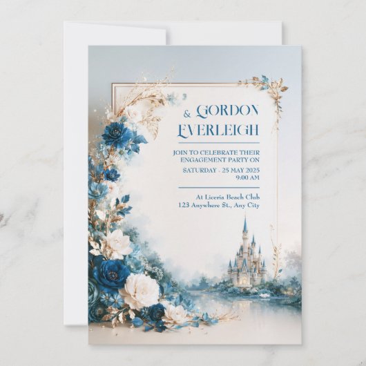 Invitation Mariage au Château Floral de Saphir (Devant)
