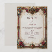 Invitation Mariage au château Ruby Rose (Devant / Derrière)