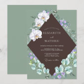 Invitation Mariage au Chocolat Orchidée Blanche (Devant / Derrière)