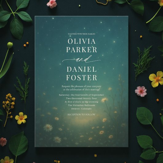 Invitation Mariage au Ciel de Prairie d'un Vert Emeraude