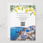 Invitation Mariage au Citron de Santorin Grèce Code QR (Dos)