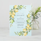 Invitation Mariage au Citron Eucalyptus Azur Clair (Debout devant)