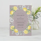Invitation Mariage au citron eucalyptus violet subtil (Debout devant)