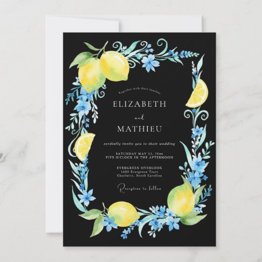 Invitation Mariage au citron noir eucalyptus (Devant)