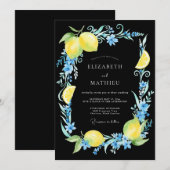 Invitation Mariage au citron noir eucalyptus (Devant / Derrière)