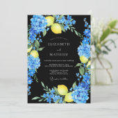 Invitation Mariage au Citron Noir Hydrangea Eucalyptus (Debout devant)