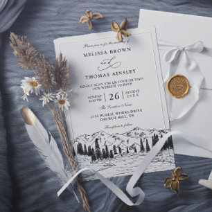 Invitation Mariage au code QR du budget de la forêt du lac de