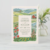 Invitation Mariage au code QR élégant et rustique à la campag (Debout devant)