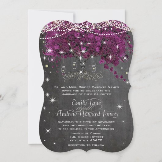 Invitation Mariage au cœur de feuille de sangria dans un pot (Devant)