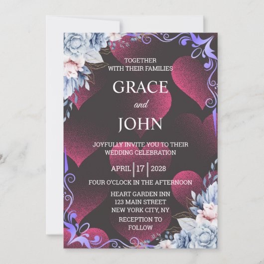 Invitation Mariage au cœur rouge élégant  (Devant)