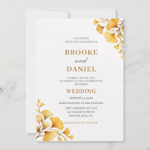 Invitation Mariage au coin automnal du Ginkgo doré