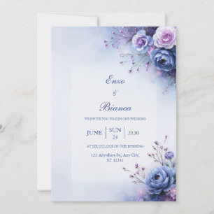 Invitation Mariage au coin Pervenche