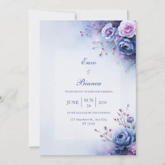 Invitation Mariage au coin Pervenche (Devant)