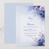 Invitation Mariage au coin Pervenche (Devant / Derrière)
