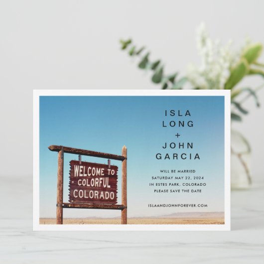 Invitation Mariage au Colorado Enregistrer la date (Debout devant)