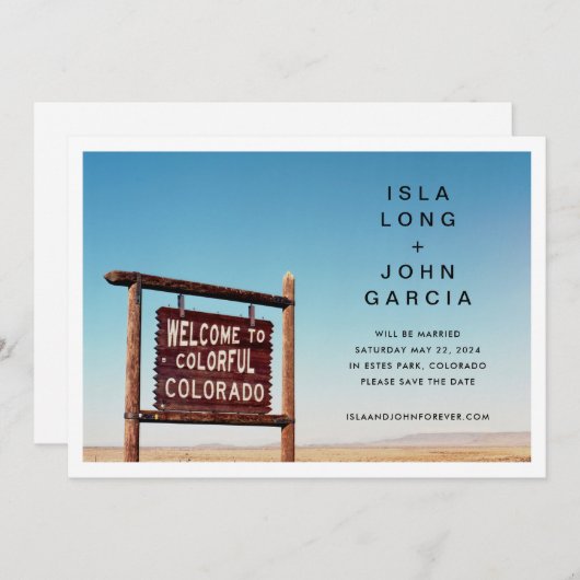 Invitation Mariage au Colorado Enregistrer la date (Devant / Derrière)
