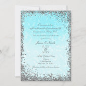 Invitation Mariage au conte de fées Princesse Bleu Argent Élé (Devant)