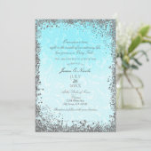 Invitation Mariage au conte de fées Princesse Bleu Argent Élé (Debout devant)