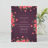 Invitation Mariage au Coquelicot Corail Prune (Debout devant)