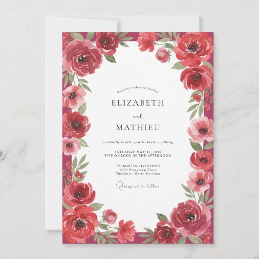 Invitation Mariage au Coquelicot Écarlate (Devant)