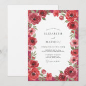 Invitation Mariage au Coquelicot Écarlate (Devant / Derrière)