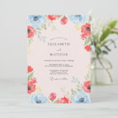 Invitation Mariage au Coquelicot Écarlate Corail (Debout devant)