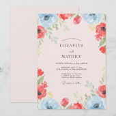 Invitation Mariage au Coquelicot Écarlate Corail (Devant / Derrière)