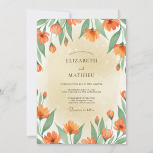 Invitation Mariage au coquelicot orange brûlé