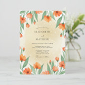 Invitation Mariage au coquelicot orange brûlé (Debout devant)