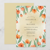 Invitation Mariage au coquelicot orange brûlé (Devant / Derrière)