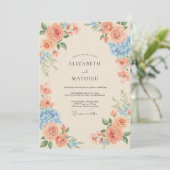 Invitation Mariage au Corail Azur Hydrangea Eucalyptus (Debout devant)