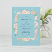 Invitation Mariage au corail céleste camélia eucalyptus (Debout devant)