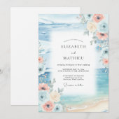 Invitation Mariage au corail d'anémone d'Azur (Devant / Derrière)