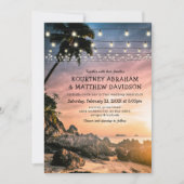 Invitation Mariage au coucher de soleil sur la plage océane (Devant)